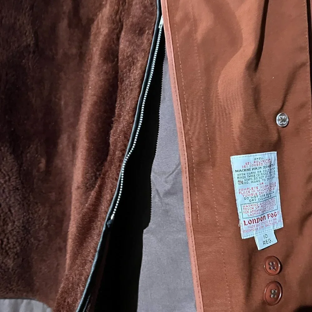 NEW Vintage Women’s London Fog Maincoats Trench Coat Rust Brown Removable Liner